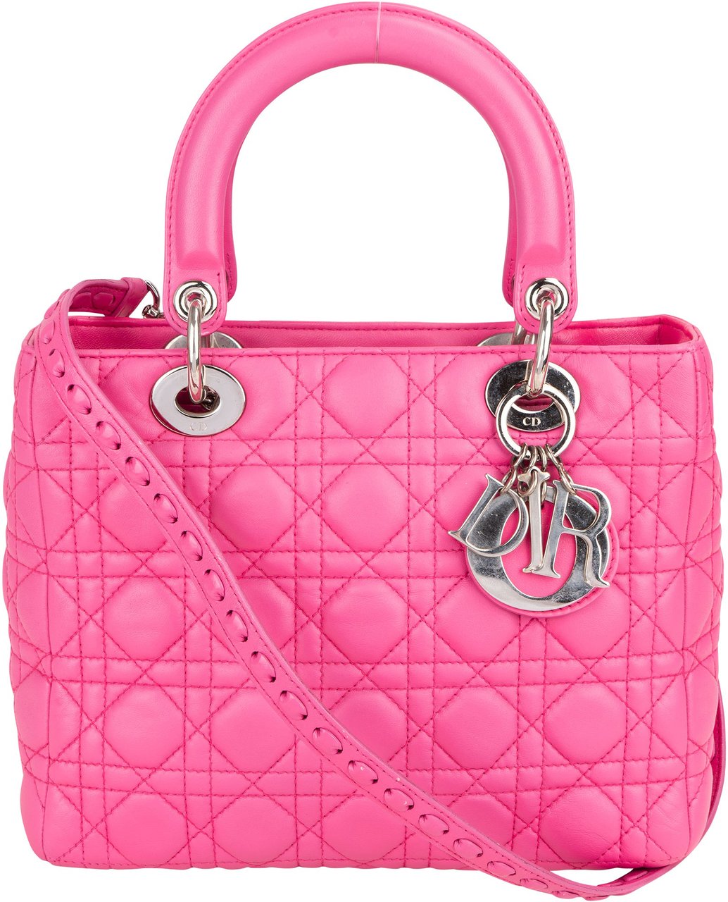 Dior Christian Dior Quilted Leather Lady Dior Handbag Rood