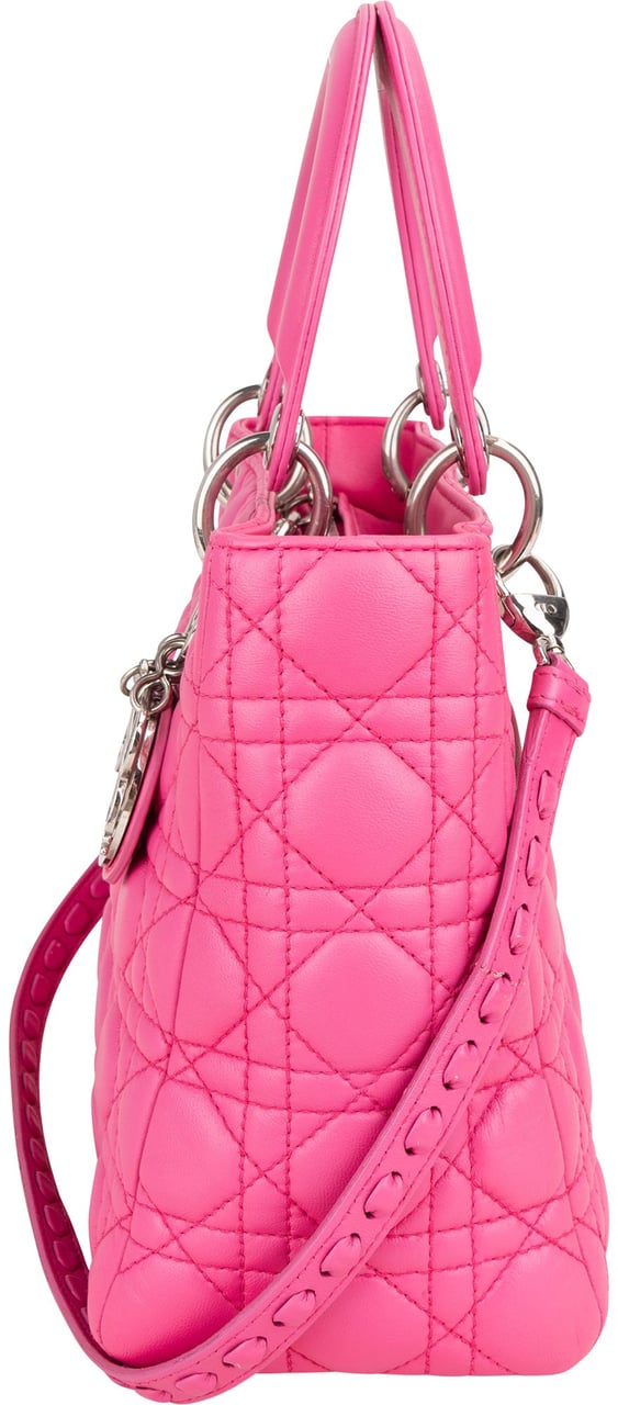 Dior Christian Dior Quilted Leather Lady Dior Handbag Rood