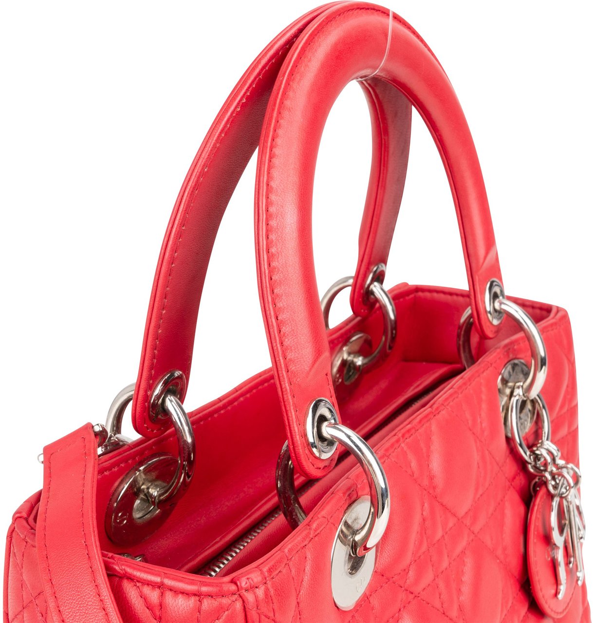 Dior Christian Dior Quilted Leather Lady Dior Handbag Rood