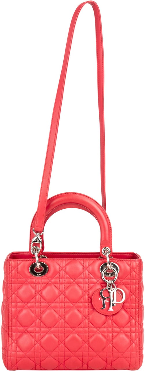 Dior Christian Dior Quilted Leather Lady Dior Handbag Rood