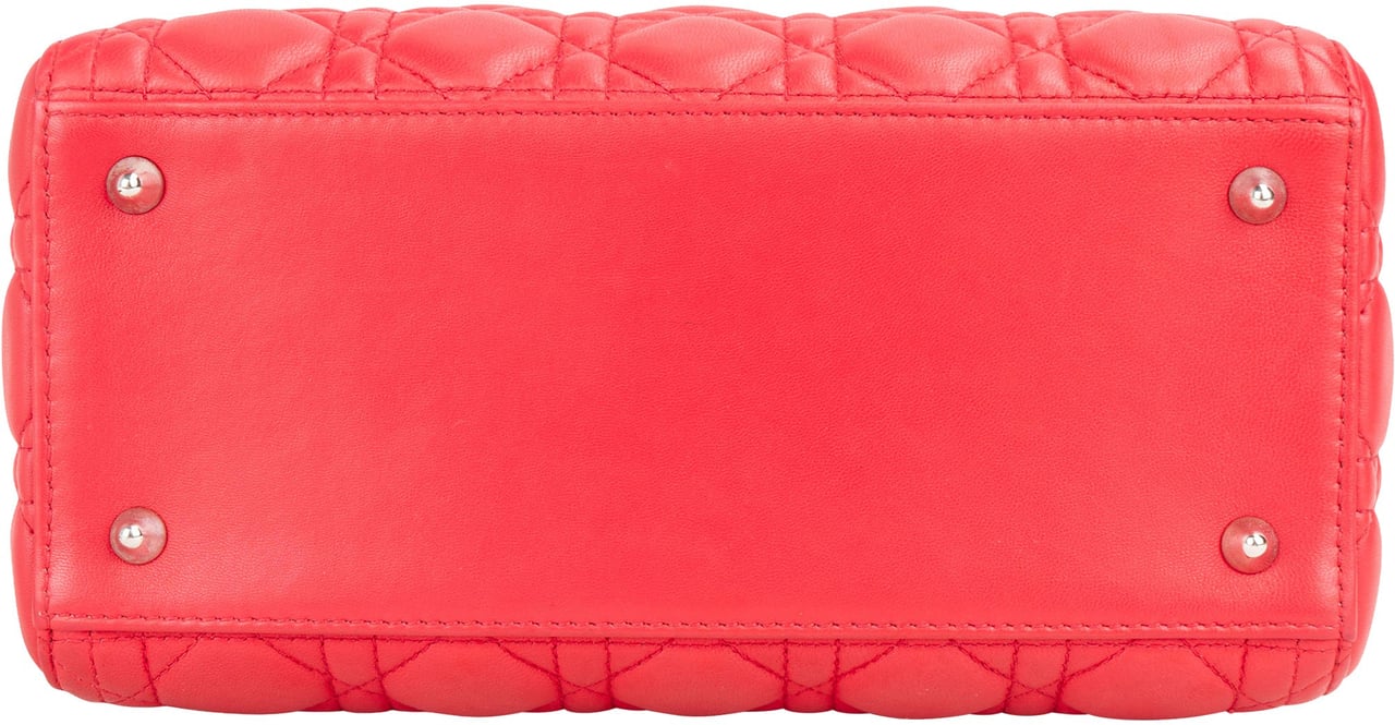 Dior Christian Dior Quilted Leather Lady Dior Handbag Rood