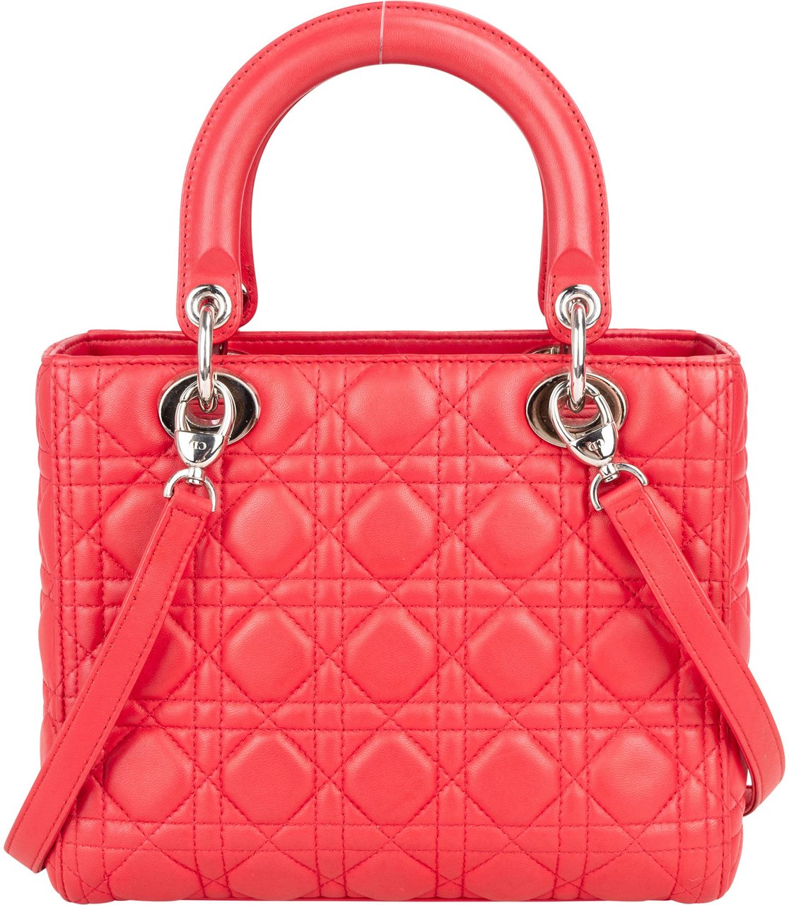 Dior Christian Dior Quilted Leather Lady Dior Handbag Rood