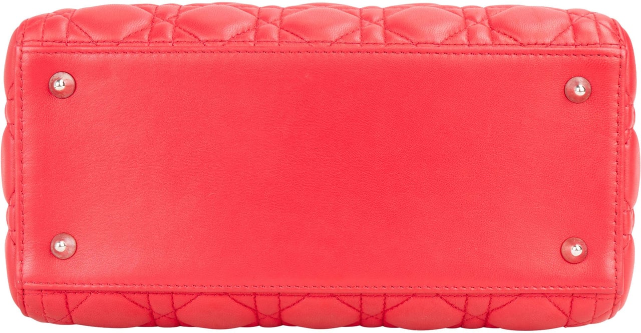 Dior Christian Dior Quilted Leather Lady Dior Handbag Rood