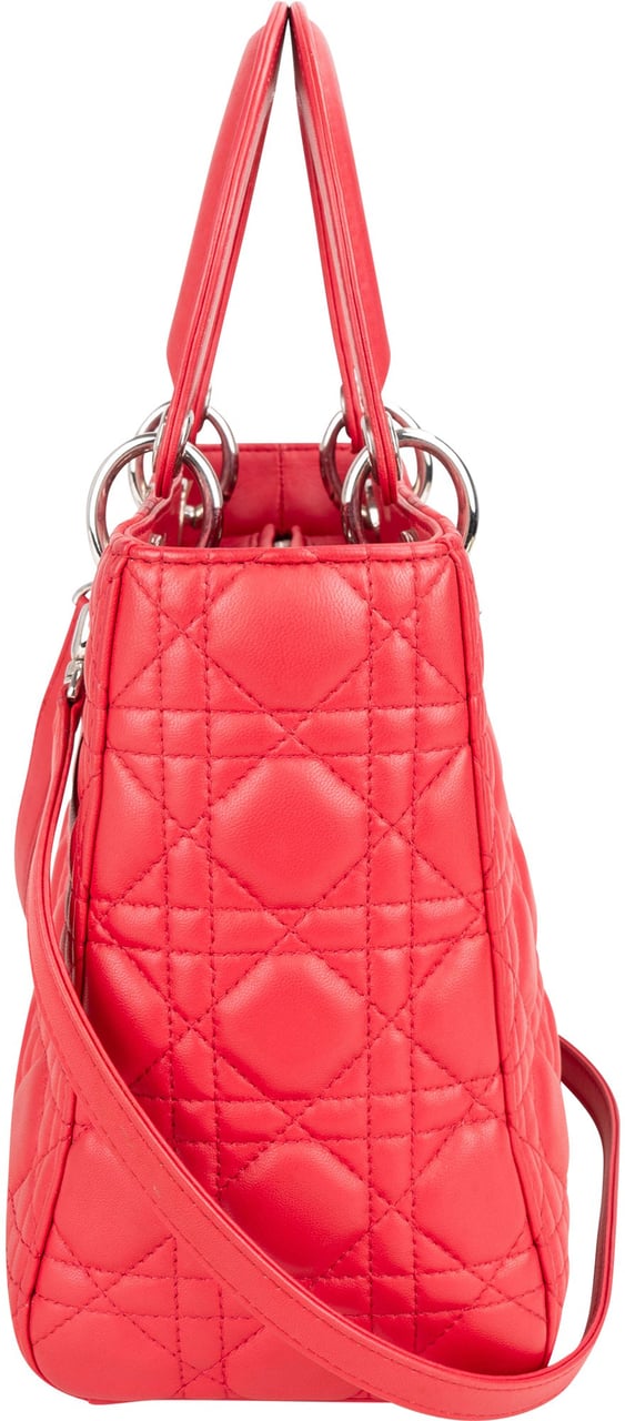Dior Christian Dior Quilted Leather Lady Dior Handbag Rood
