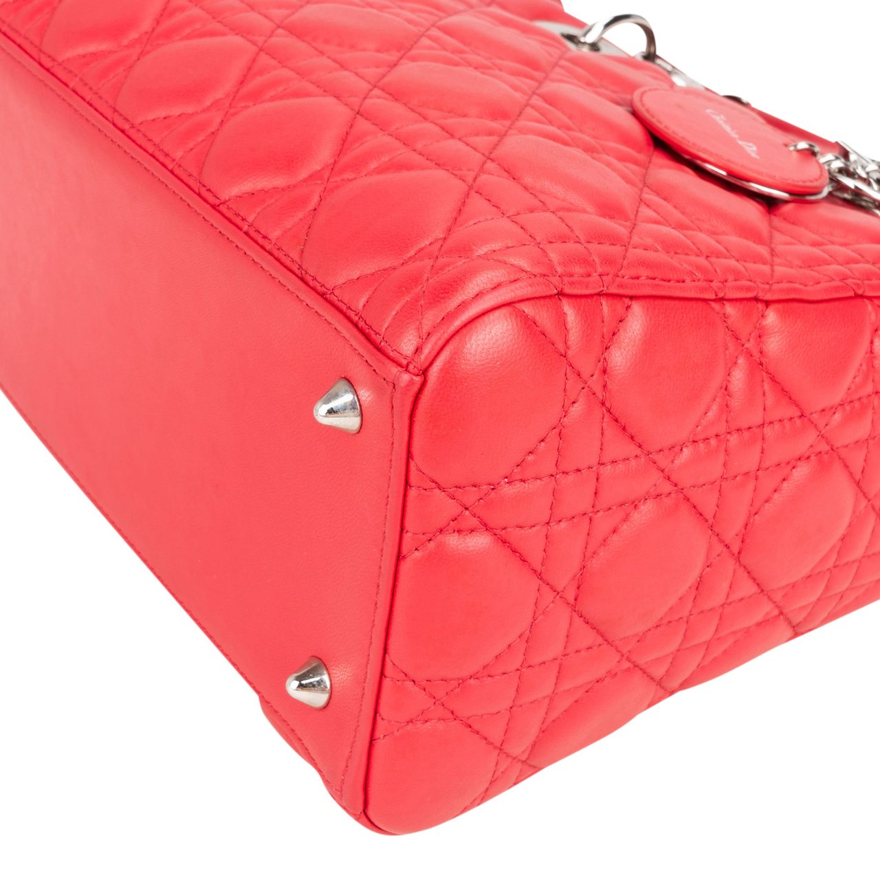 Dior Christian Dior Quilted Leather Lady Dior Handbag Rood