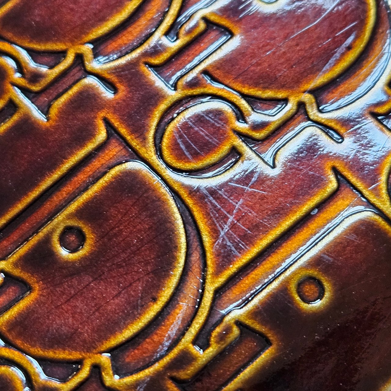 Dior Christian Dior Patent Leather Oblique Monogram Maris Handbag Bruin