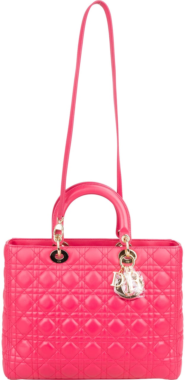 Dior Christian Dior Quilted Leather City Handbag Rood