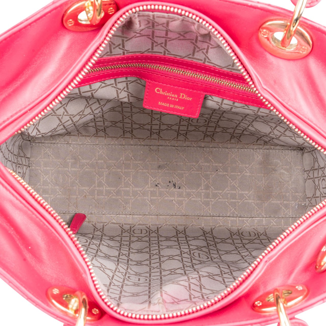 Dior Christian Dior Quilted Leather City Handbag Rood