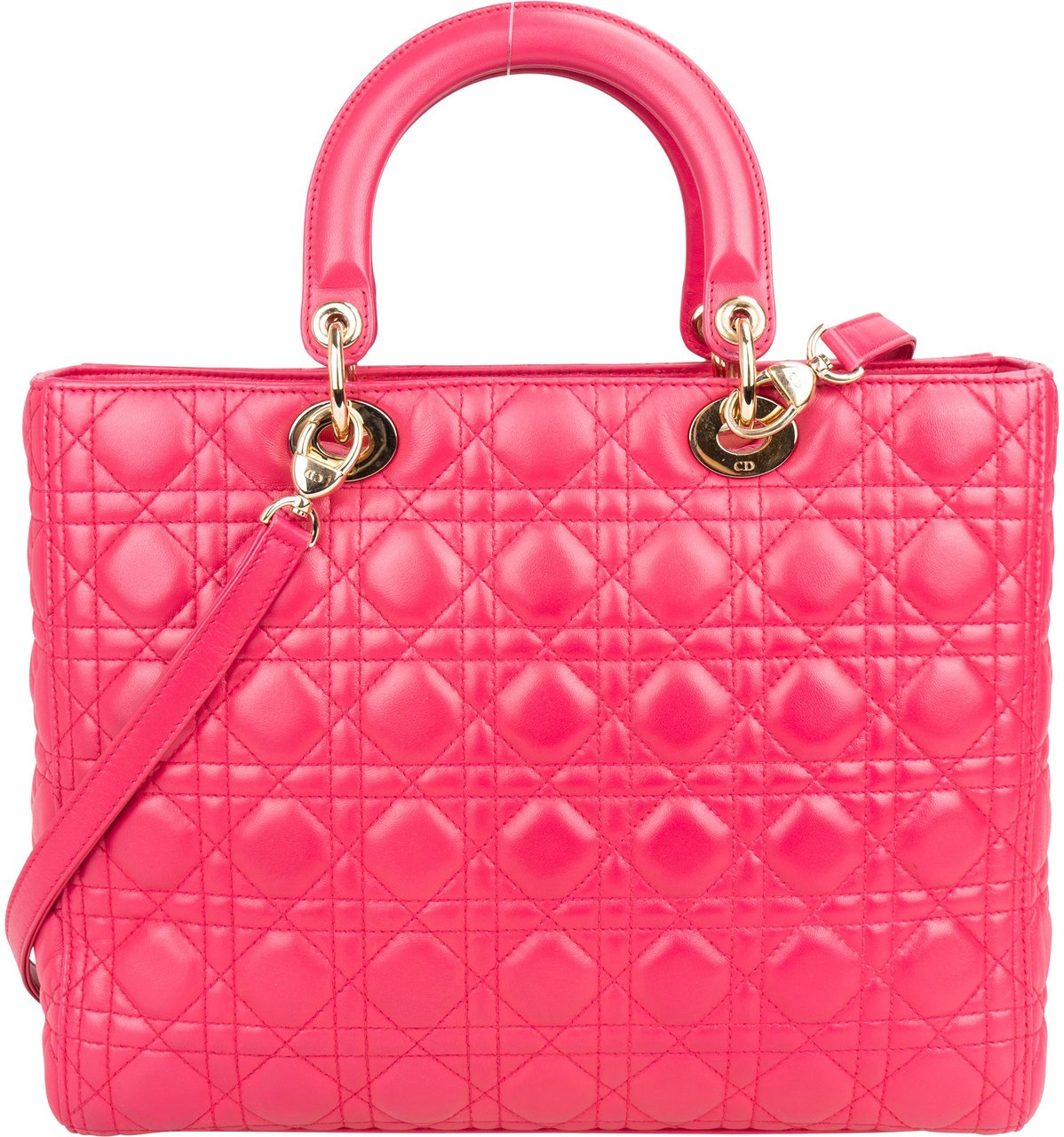 Dior Christian Dior Quilted Leather City Handbag Rood