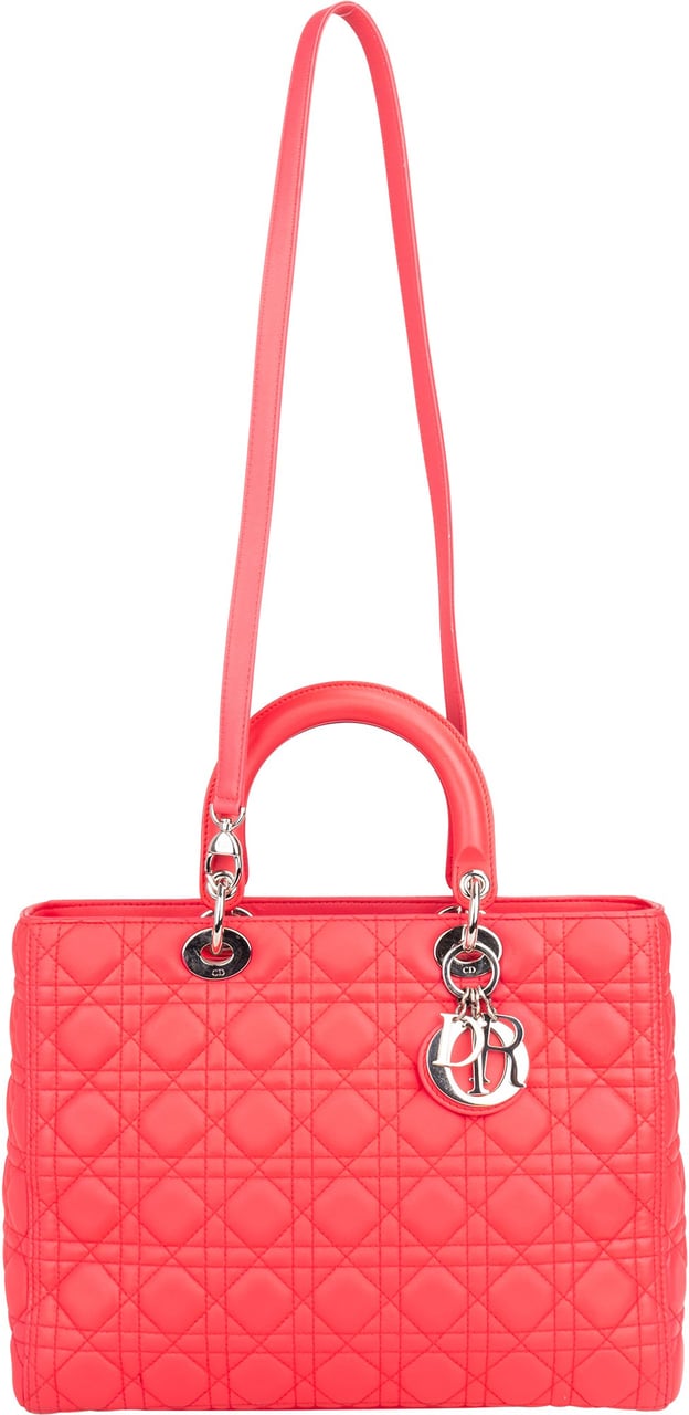 Dior Christian Dior Quilted Leather Lady Dior Handbag Rood
