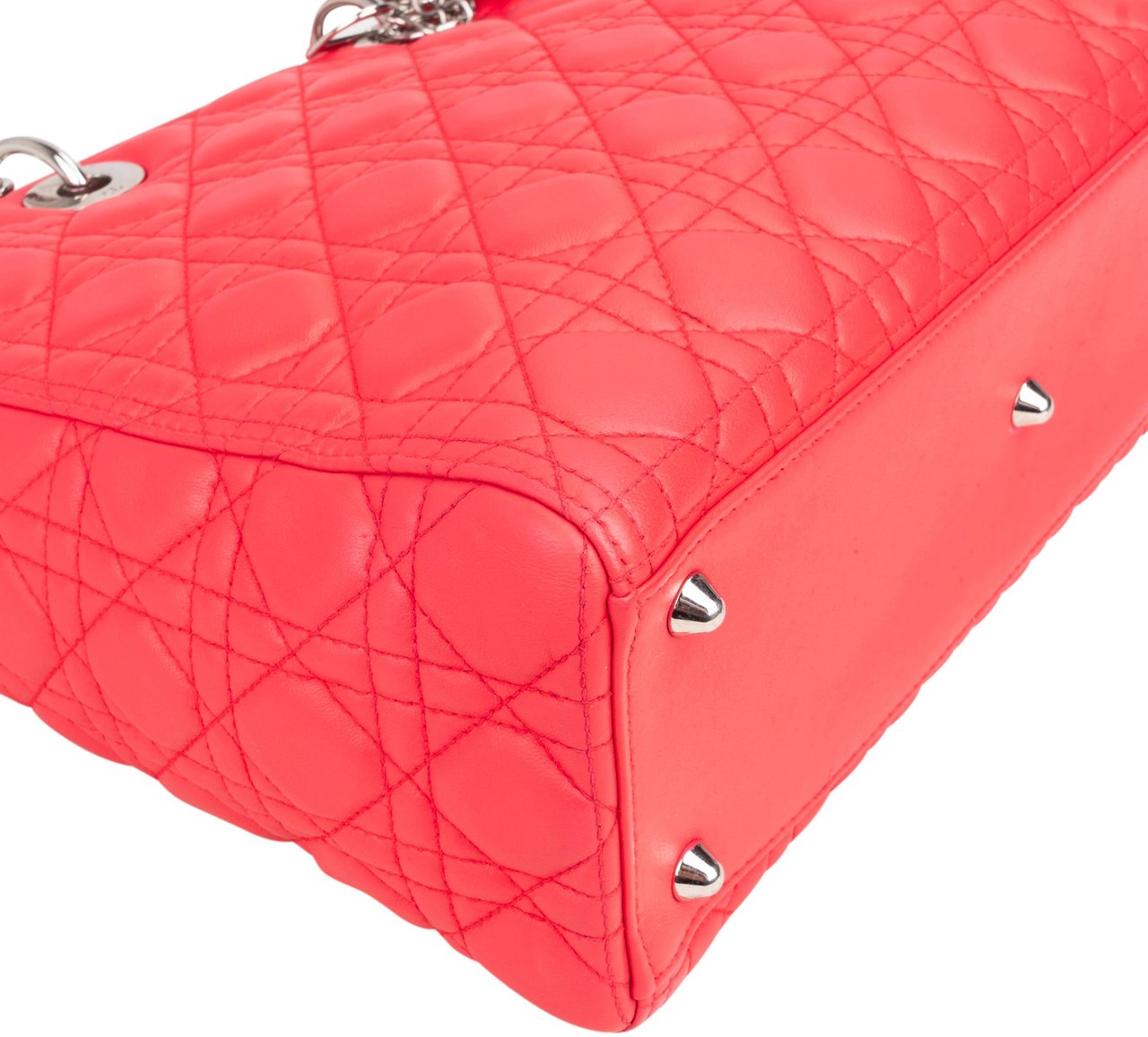 Dior Christian Dior Quilted Leather Lady Dior Handbag Rood