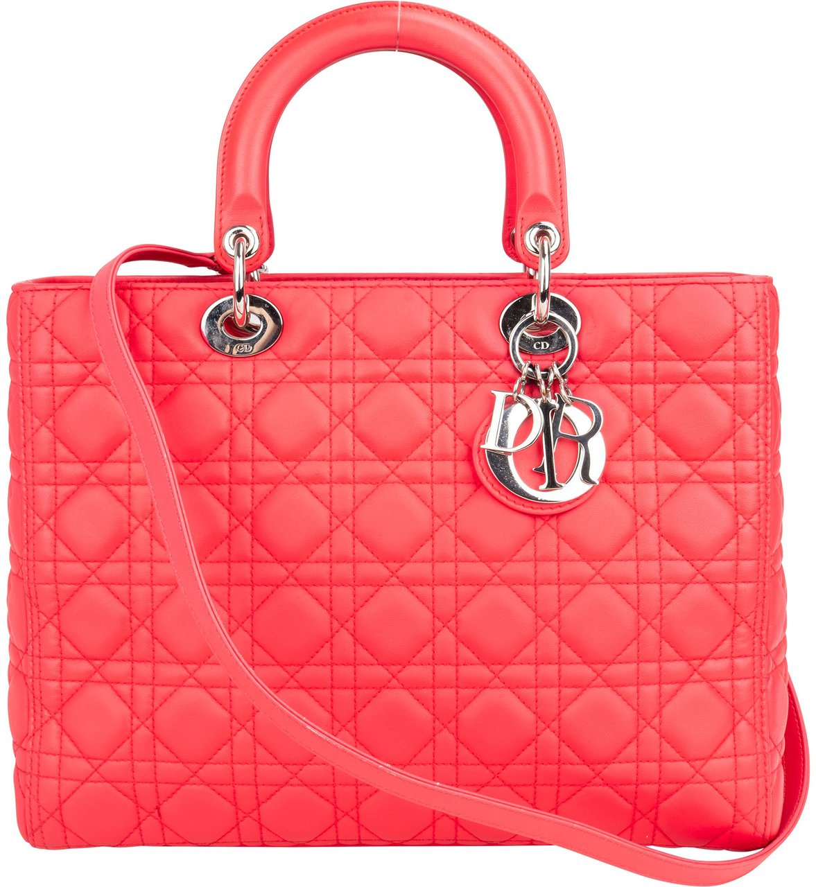 Dior Christian Dior Quilted Leather Lady Dior Handbag Rood