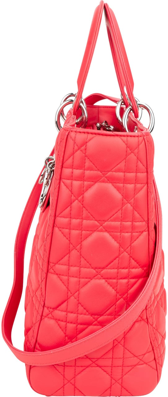 Dior Christian Dior Quilted Leather Lady Dior Handbag Rood
