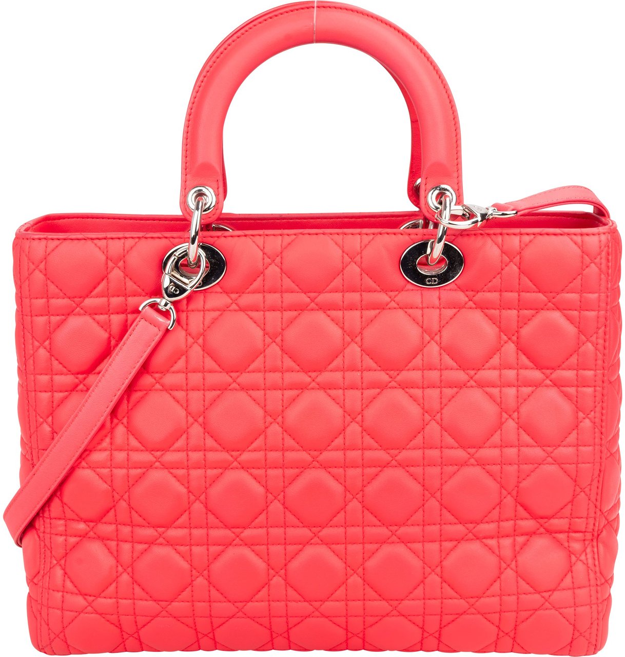 Dior Christian Dior Quilted Leather Lady Dior Handbag Rood
