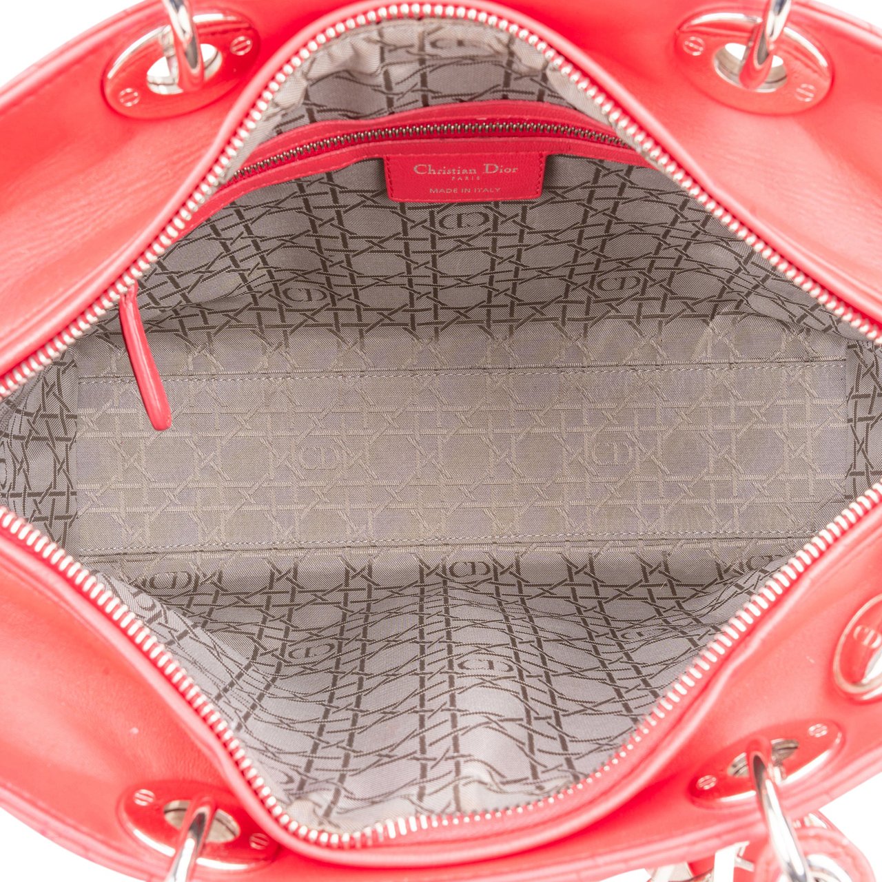 Dior Christian Dior Quilted Leather Lady Dior Handbag Rood