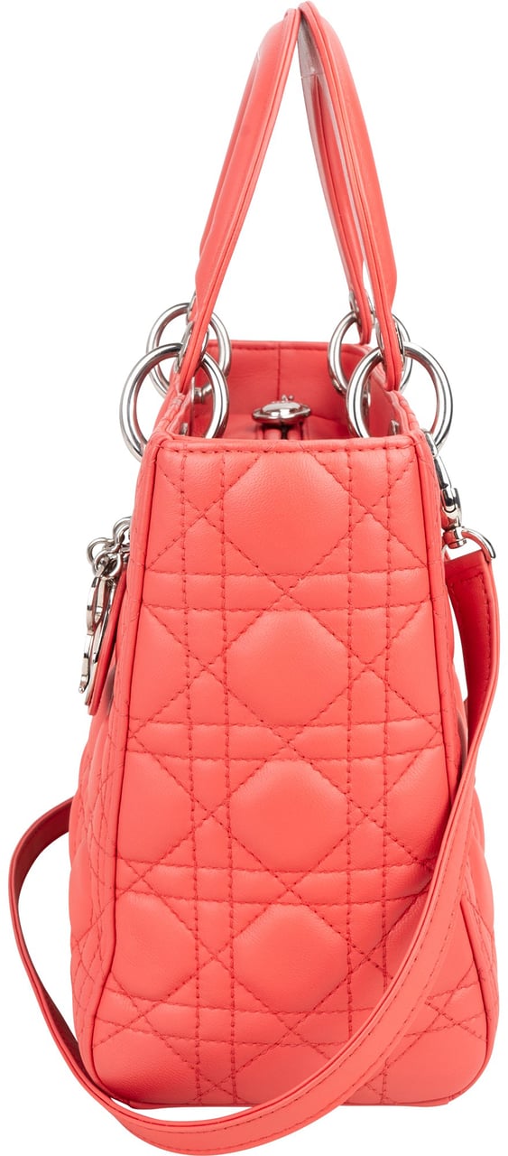 Dior Christian Dior Quilted Leather Lady Dior Handbag Rood