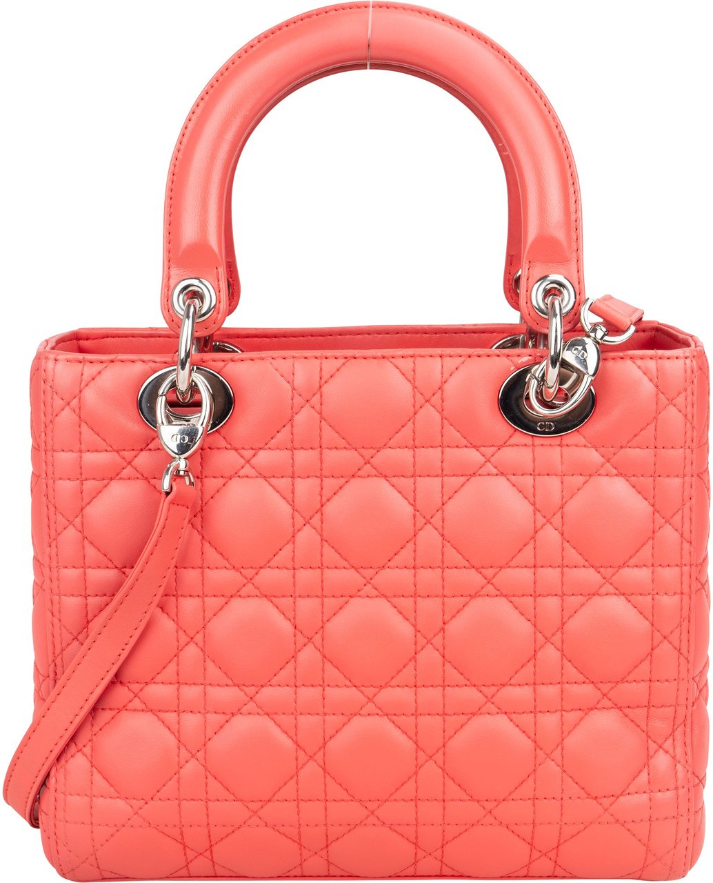 Dior Christian Dior Quilted Leather Lady Dior Handbag Rood