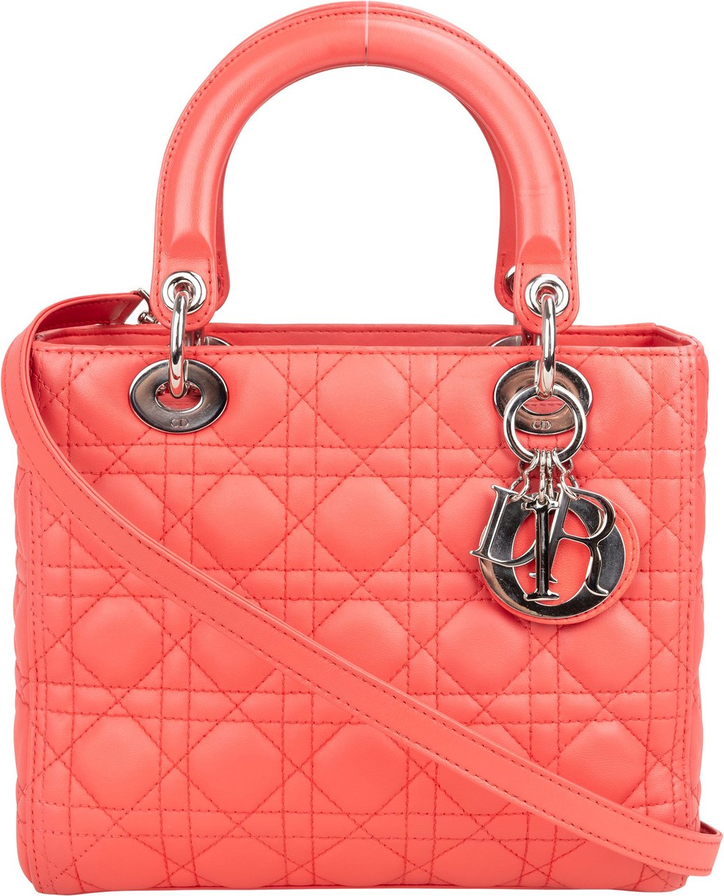 Dior Christian Dior Quilted Leather Lady Dior Handbag Rood