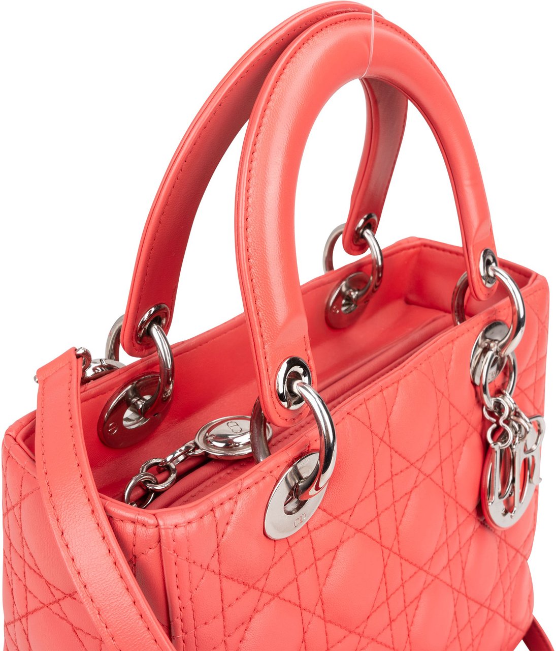 Dior Christian Dior Quilted Leather Lady Dior Handbag Rood