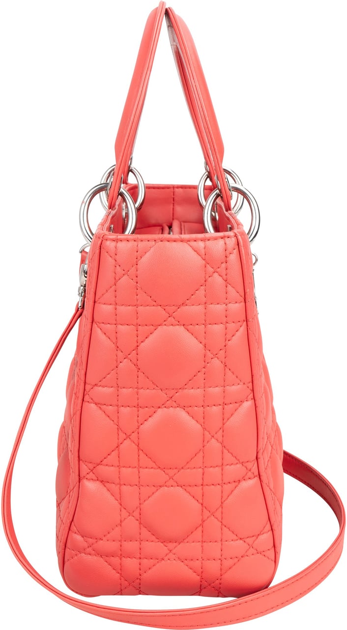 Dior Christian Dior Quilted Leather Lady Dior Handbag Rood