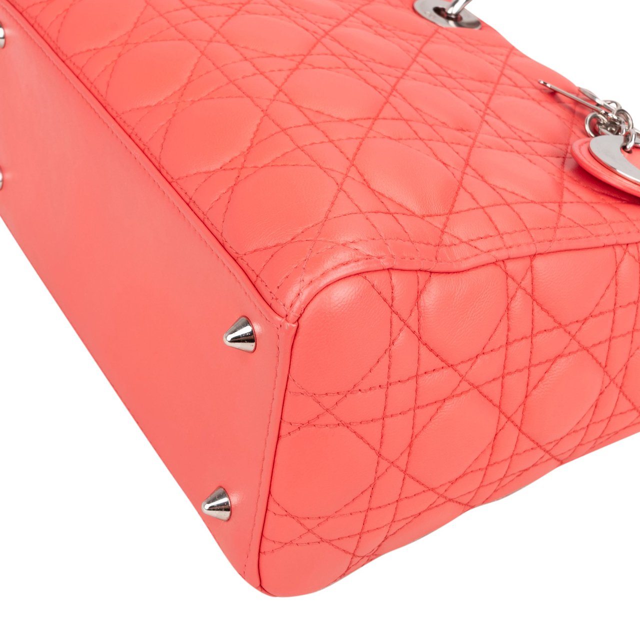 Dior Christian Dior Quilted Leather Lady Dior Handbag Rood