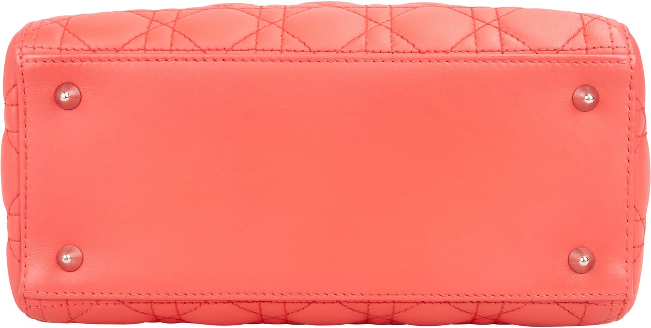 Dior Christian Dior Quilted Leather Lady Dior Handbag Rood