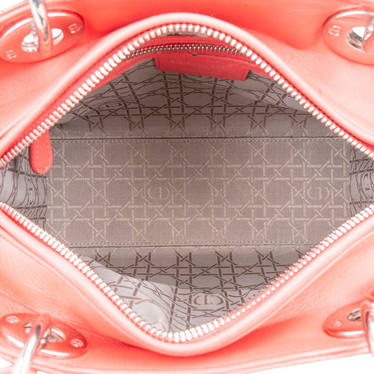 Dior Christian Dior Quilted Leather Lady Dior Handbag Rood