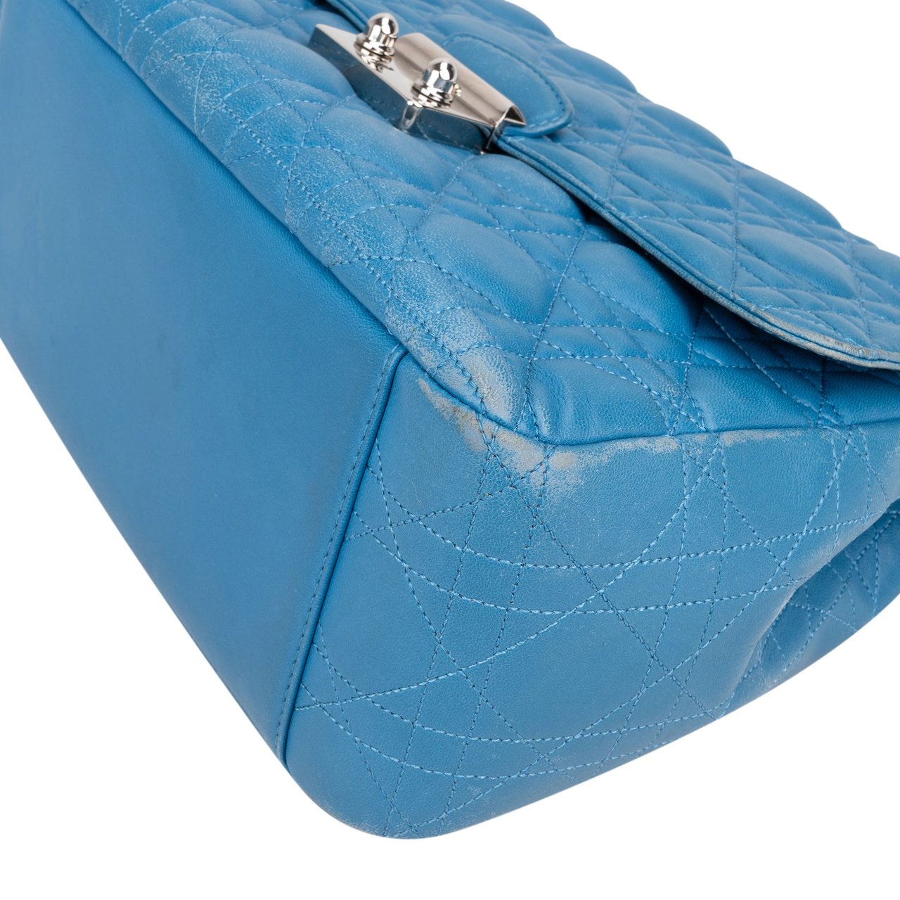 Dior Christian Dior Quilted Leather Cannage Crossbody Bag Blauw