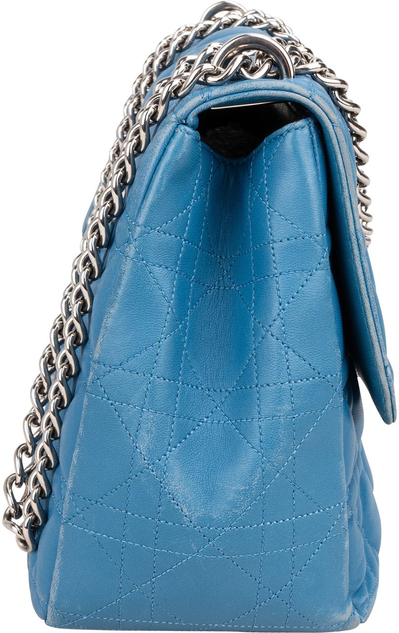 Dior Christian Dior Quilted Leather Cannage Crossbody Bag Blauw