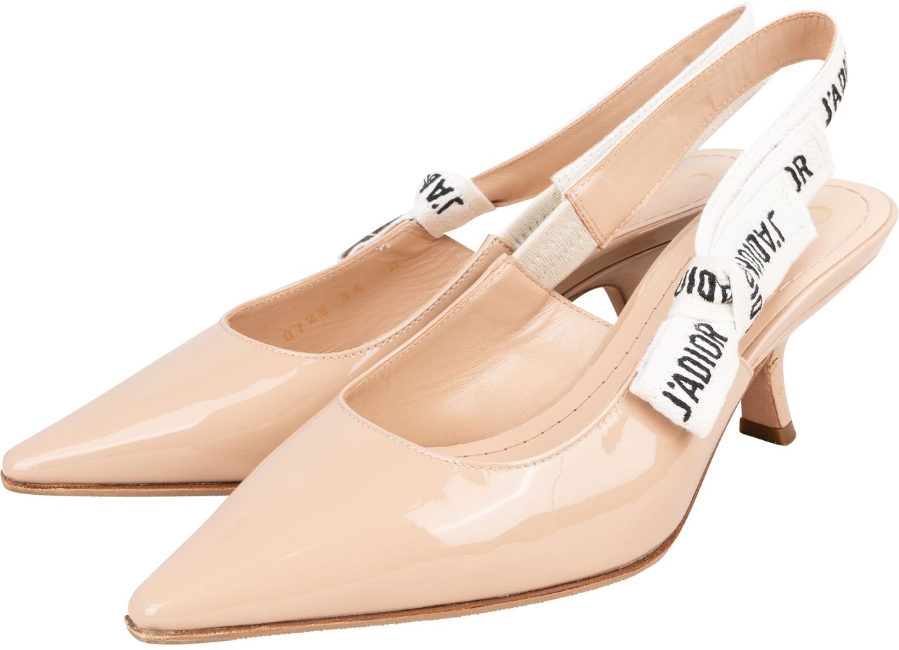 Dior Christian Dior Nude Patent Leather Slingback Heels (34) Roze