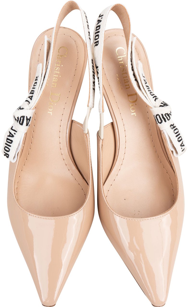 Dior Christian Dior Nude Patent Leather Slingback Heels (34) Roze