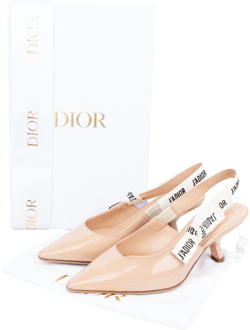 Dior Christian Dior Nude Patent Leather Slingback Heels (34) Roze