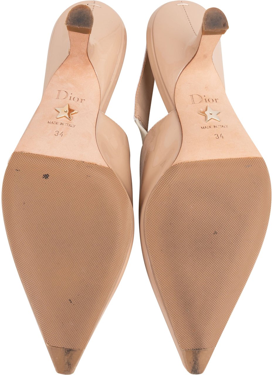 Dior Christian Dior Nude Patent Leather Slingback Heels (34) Roze