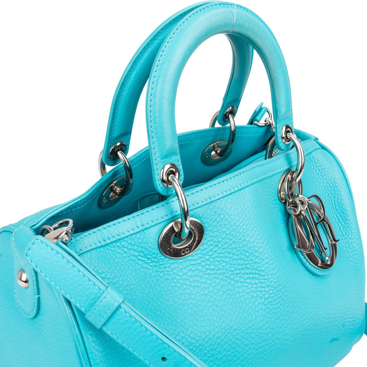 Dior Christian Dior Blue Leather Granville Handbag Blauw