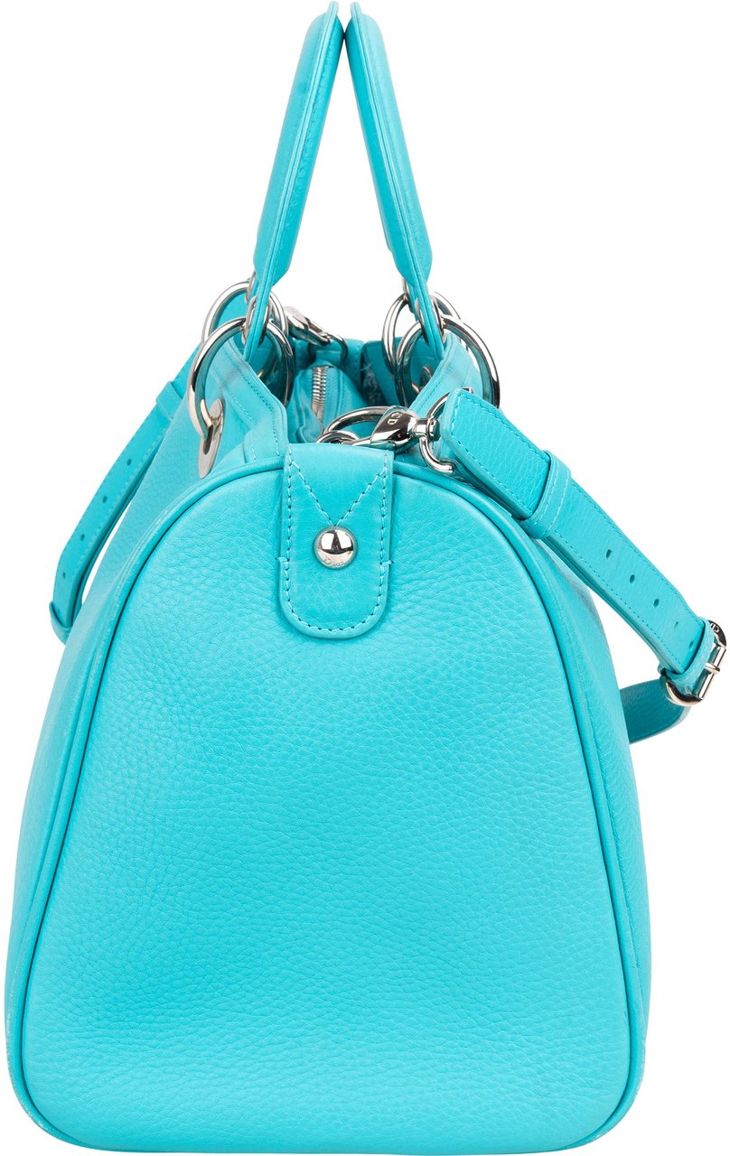 Dior Christian Dior Blue Leather Granville Handbag Blauw