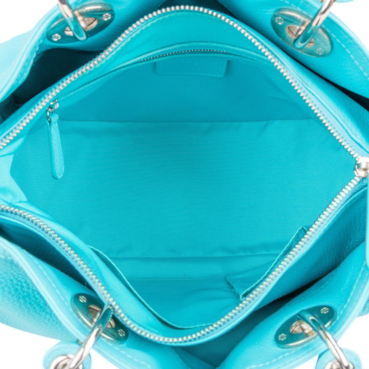 Dior Christian Dior Blue Leather Granville Handbag Blauw