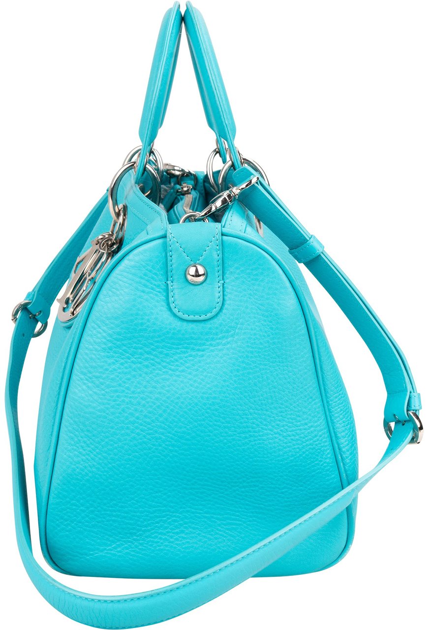 Dior Christian Dior Blue Leather Granville Handbag Blauw