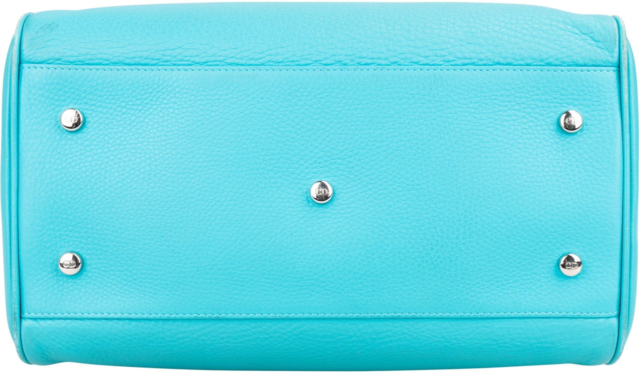 Dior Christian Dior Blue Leather Granville Handbag Blauw