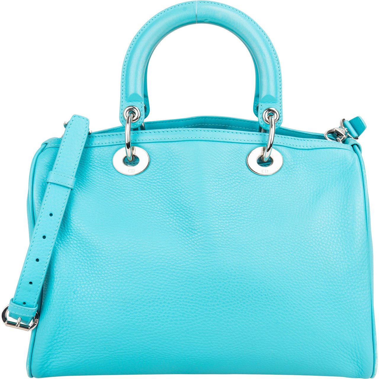 Dior Christian Dior Blue Leather Granville Handbag Blauw