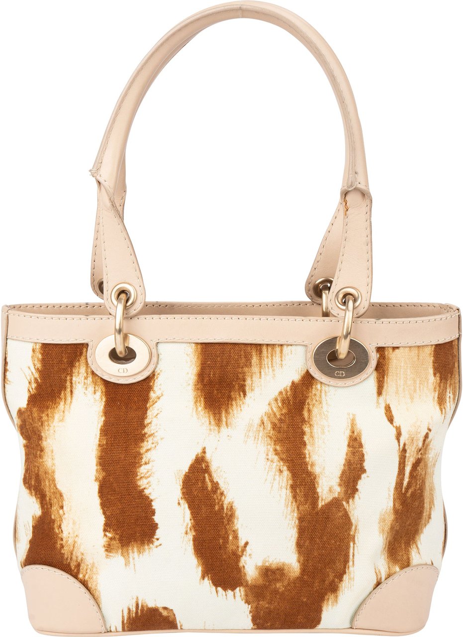 Dior Christian Dior Animal Print Saint Tropez Handbag Beige
