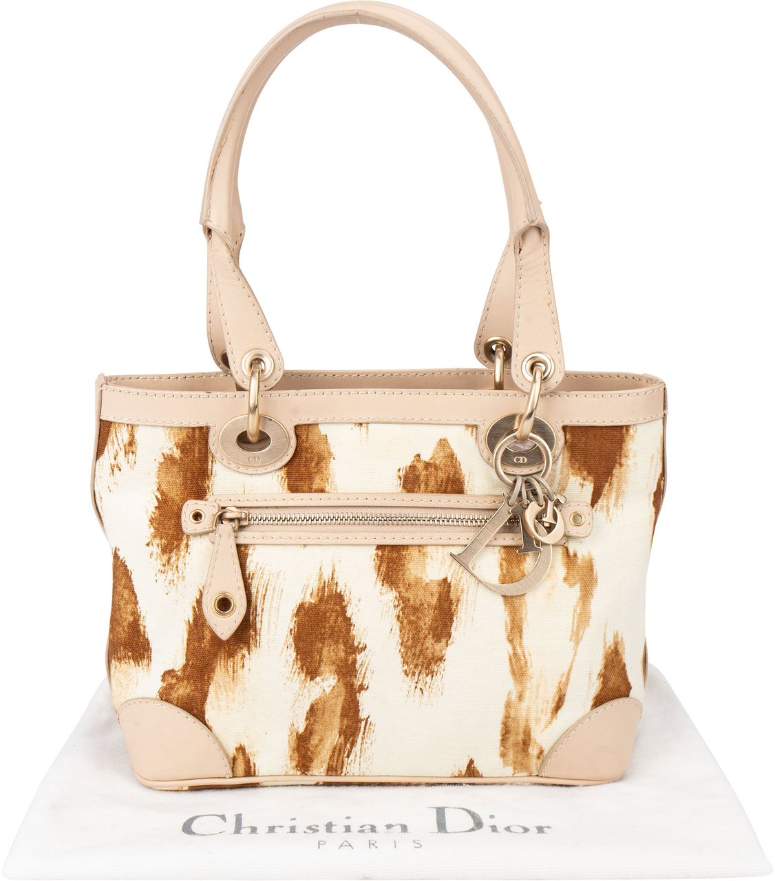 Dior Christian Dior Animal Print Saint Tropez Handbag Beige