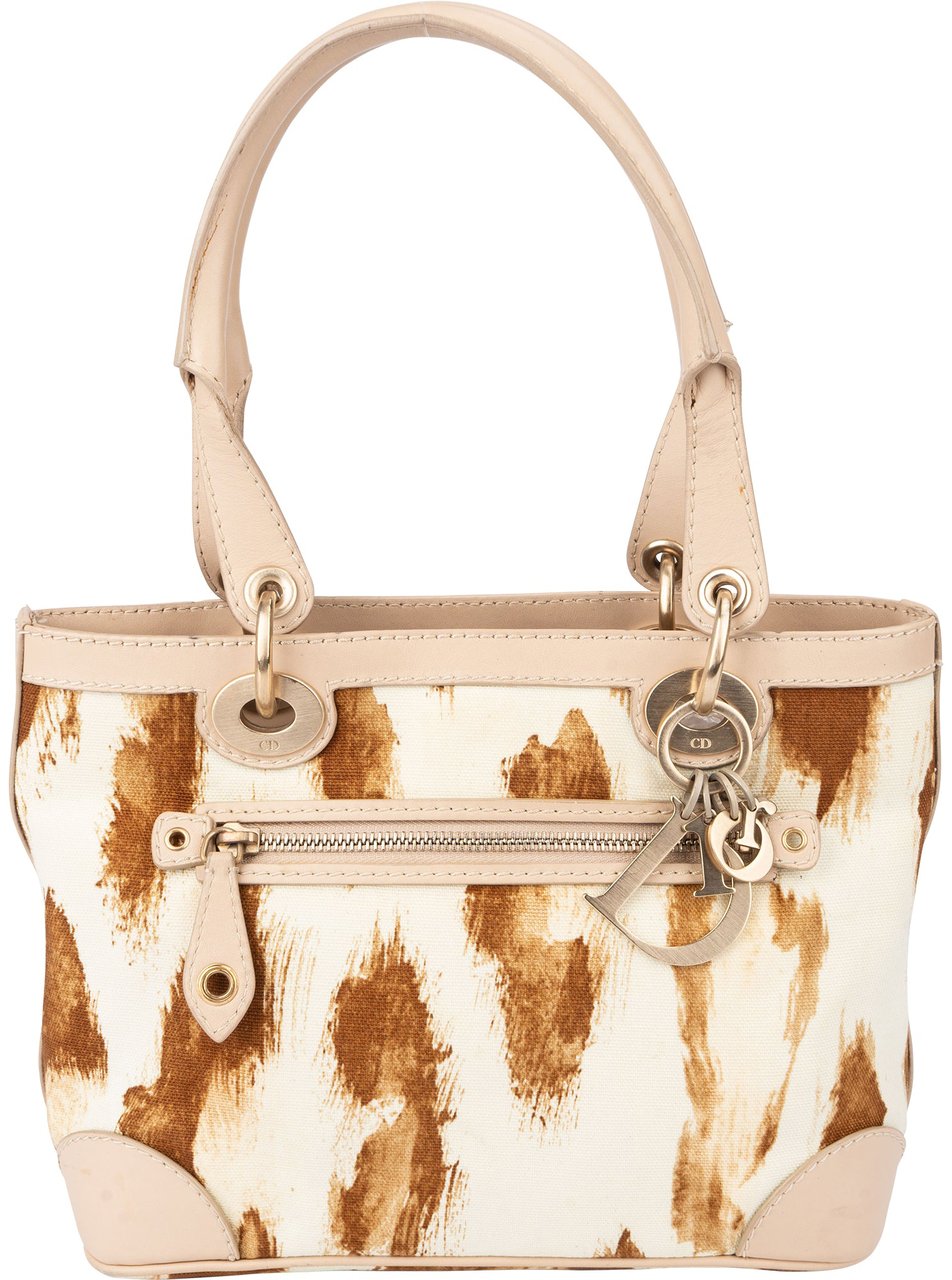 Dior Christian Dior Animal Print Saint Tropez Handbag Beige
