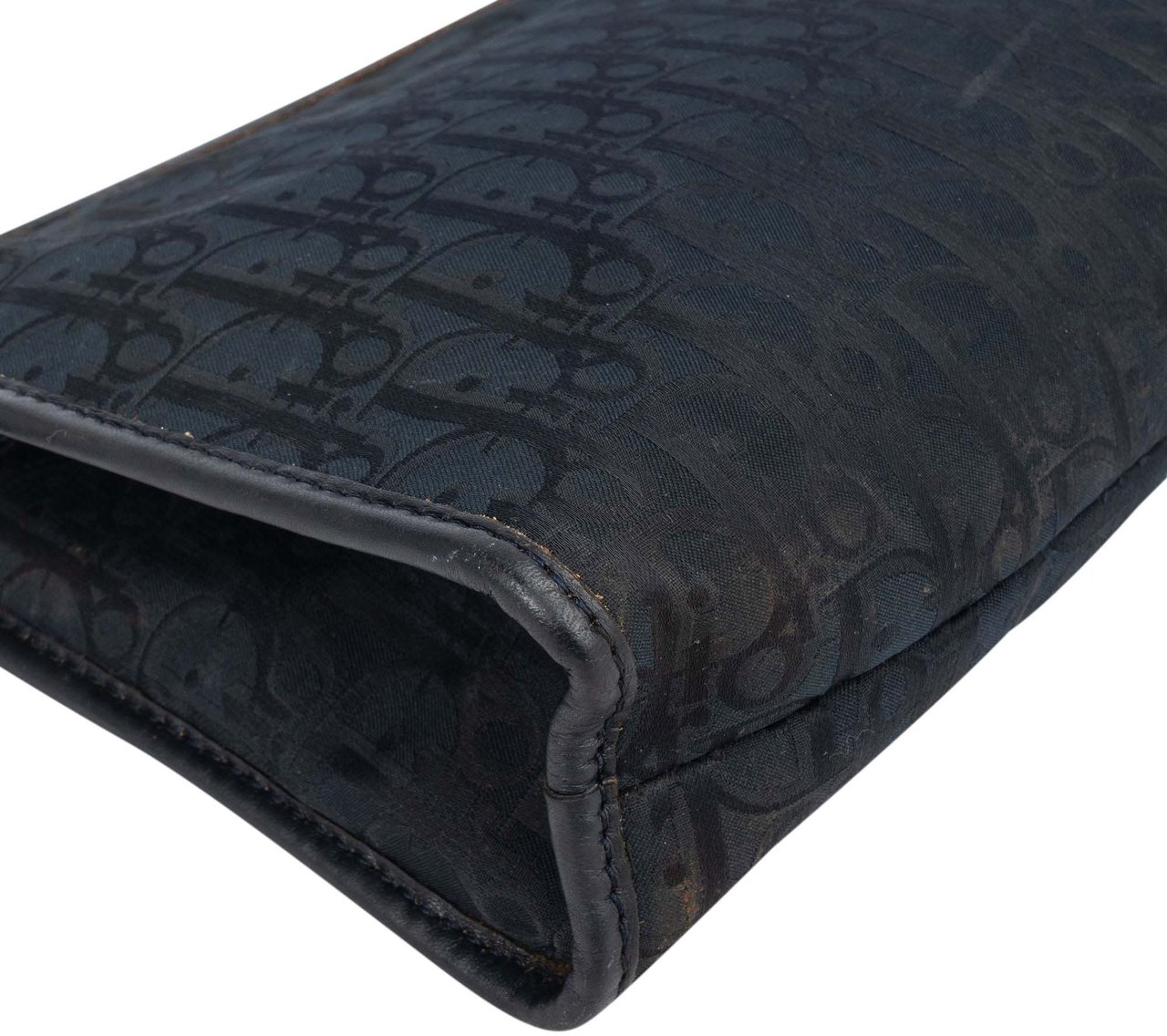 Dior Christian Dior Satin Trotter Monogram Clutch Blauw