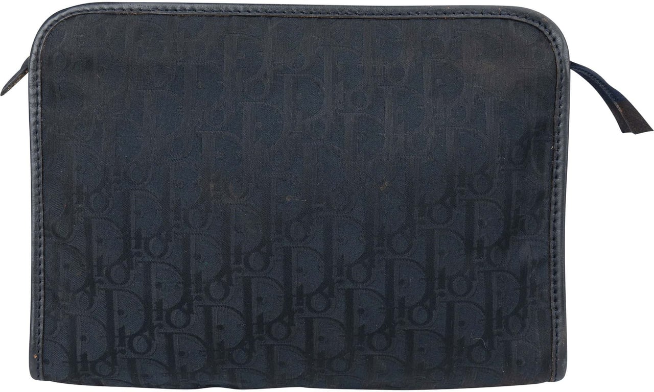 Dior Christian Dior Satin Trotter Monogram Clutch Blauw