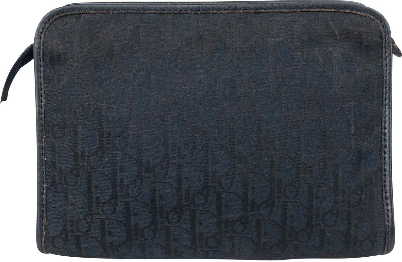 Dior Christian Dior Satin Trotter Monogram Clutch Blauw