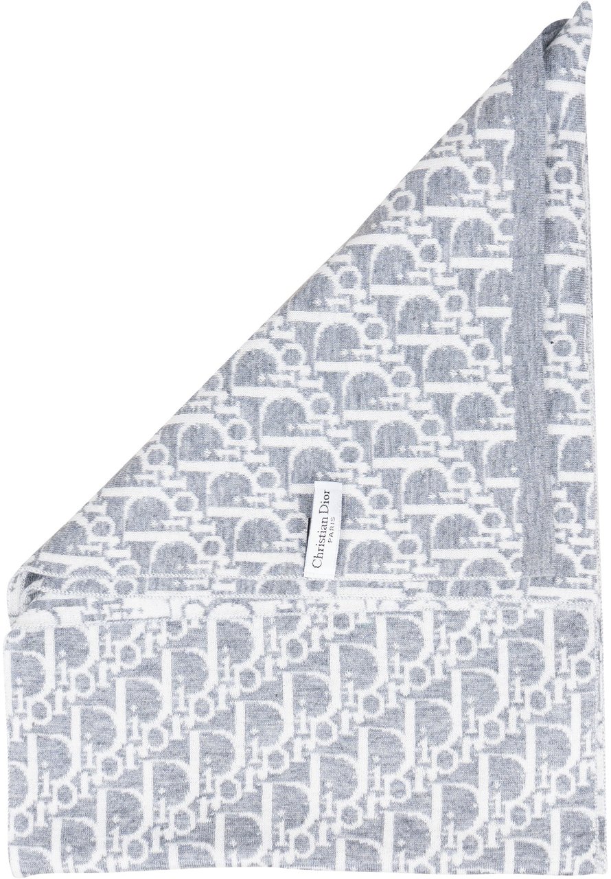 Dior Christian Dior Trotter Monogram Wool Scarf Schal Donkergrijs