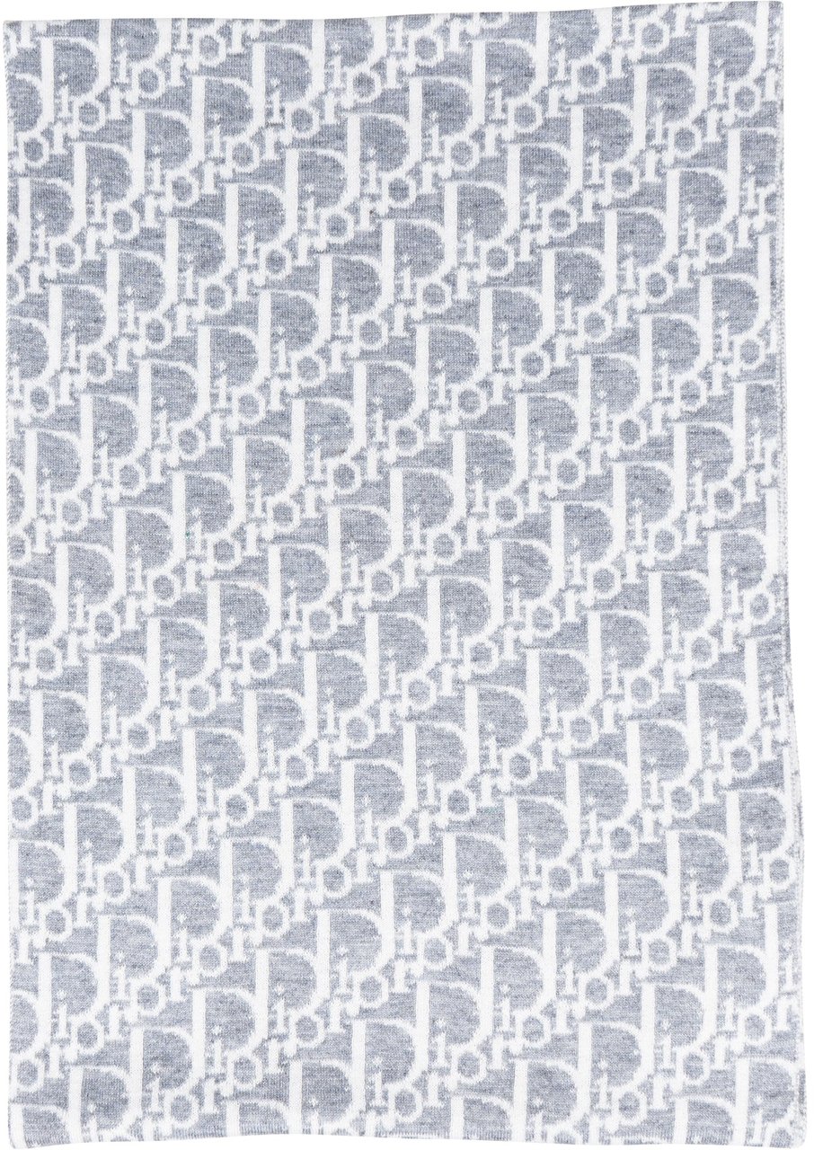 Dior Christian Dior Trotter Monogram Wool Scarf Schal Donkergrijs