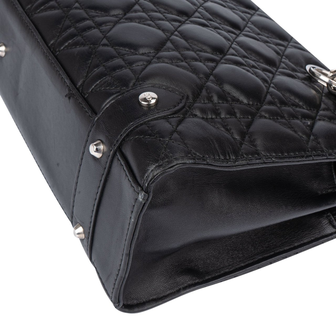 Dior Christian Dior Quilted Leather East West Lady Dior Handbag Zwart