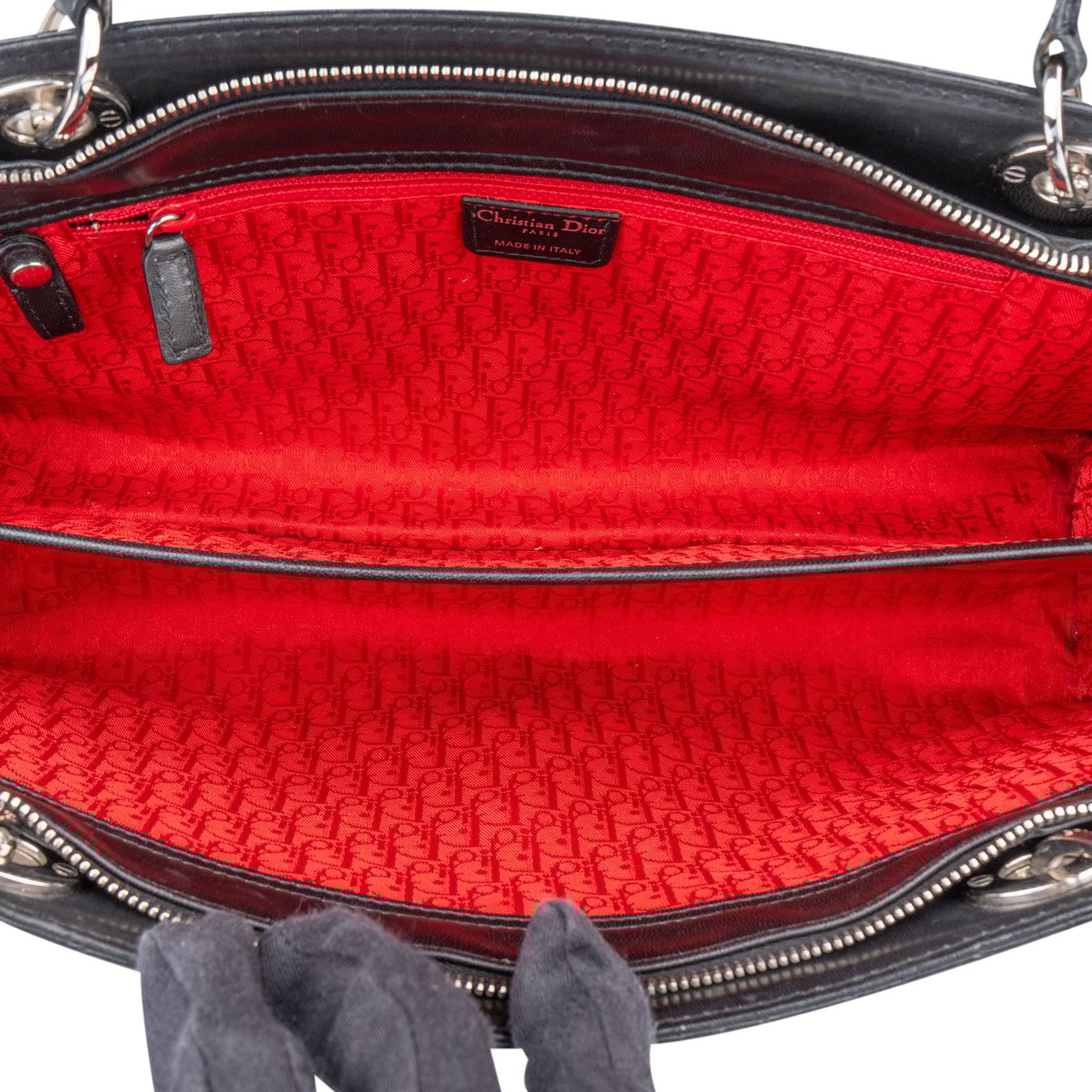 Dior Christian Dior Quilted Leather East West Lady Dior Handbag Zwart