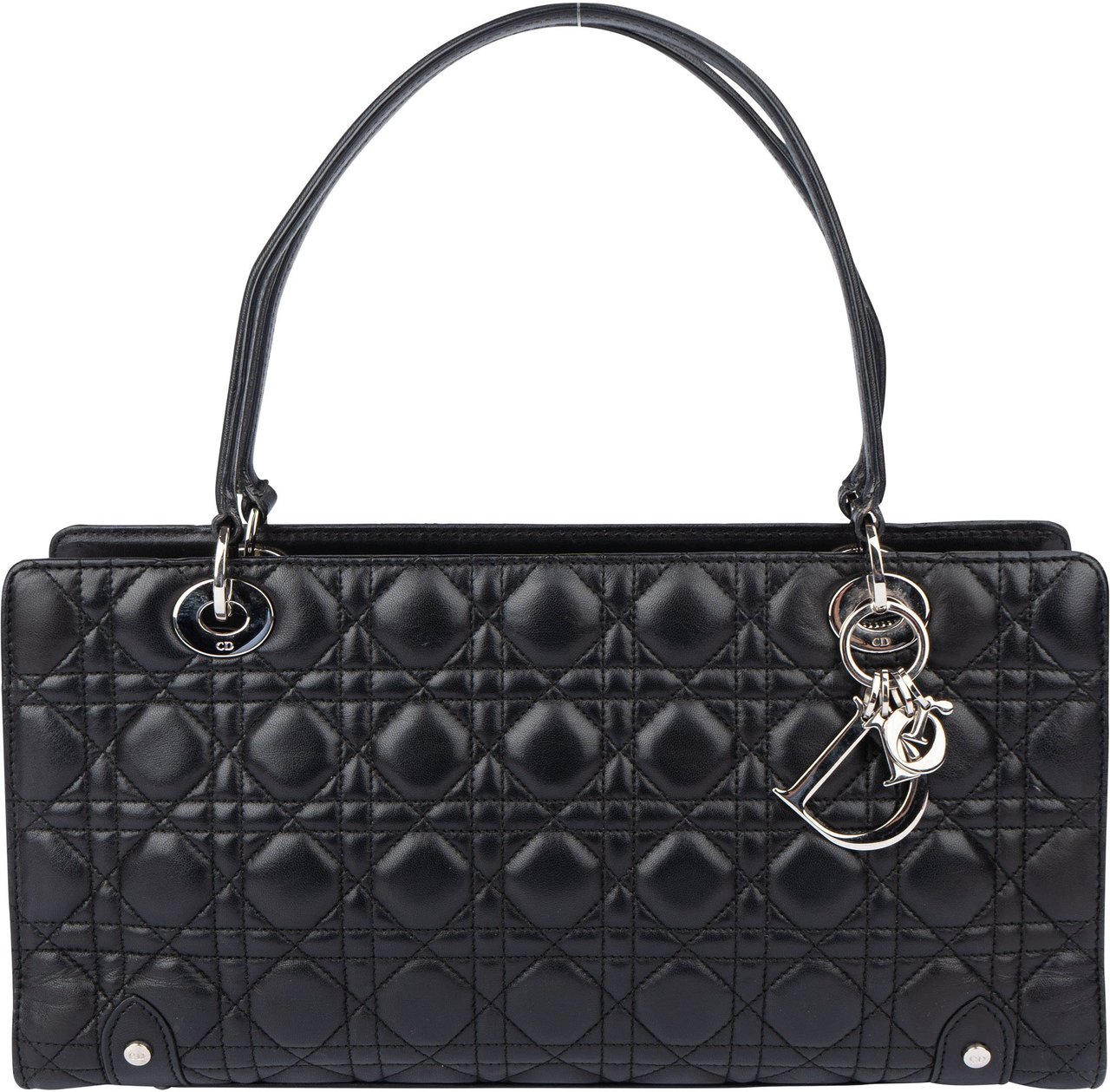 Dior Christian Dior Quilted Leather East West Lady Dior Handbag Zwart